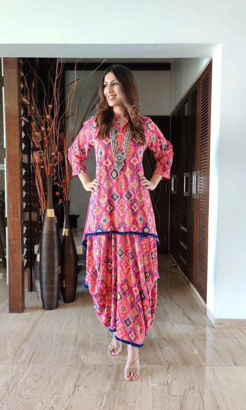 Pink Dhoti Skirt Dress